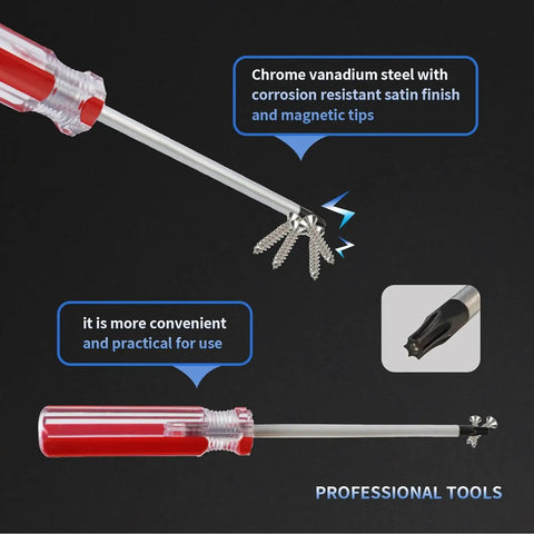Perforated Manual T10 Torx Tamper Proof Security Screwdriver With 3mm Bit 75mm Shaft Magnetic Chrome Vanadium Handle close-up