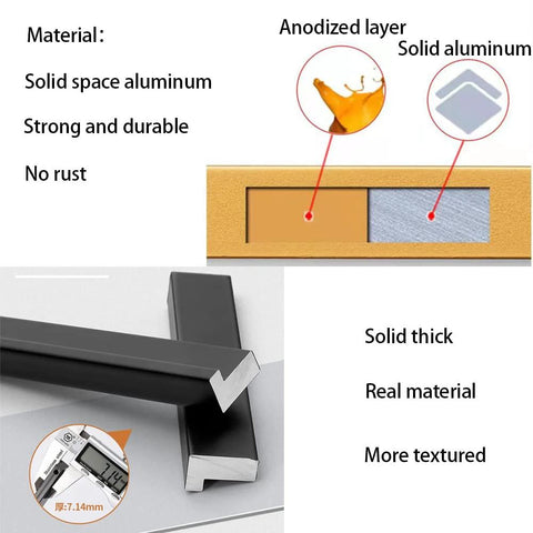 Diagram showing layers of Black Tilted Aluminum Cabinet Handles 12 Pack 5 Inch 128mm Hole Centers with anodized and solid aluminum.