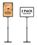Sign Holder Stand For 8.5x11 Signs Tabletop And Floor Display Adjustable Height With Stable Base 2 Pack Menu And Poster Signage Stand For Notices And Menus