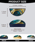 Two Pack Dope Teal White Gold Fluid Art Cabinet Pulls With 3 Inch Hole Center Black Semicircle Drawer Handles product size