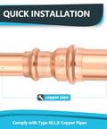 Bulk Box Of One Hundred Professional Grade Copper Press Couplings With Built In Stops, One Inch By Three Quarter Inch Plumbing Fittings for quick installation.
