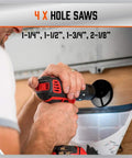 Person using drill from Premium 246 Piece Drill Bit Set for Wood Metal Concrete with Screw Driving Kit in Organized Case