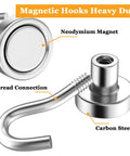 Close-up of 30 Pcs Super Strong Magnetic Hooks 25 Lbs Heavy Duty Magnetic Hooks For Hanging Rare Earth Neodymium Magnets Ideal For Cruise Ship Camping.