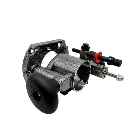 Top Shelf Router Lift Installation Kit With Aluminum Insert Plate For 65mm Trimming Machines And Precision Woodworking Rig featuring a metal guidance bracket.