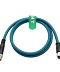 M12 8 Pin X Coded Ethernet Extension Cable Adapter, male to 8 pole female, 2m length, shown coiled with connectors