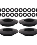 Heavy Duty Kayak Paddle Drip Guards Set With Wear Resistant PVC Splash Rings, 20 black rings and 4 guards