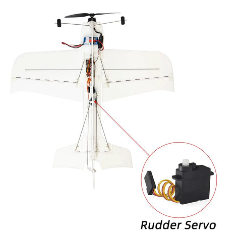 Micro Digital Servo 4.3g For Radiolink A560 RC Plane Rudder And Elevator Replacement next to white RC plane