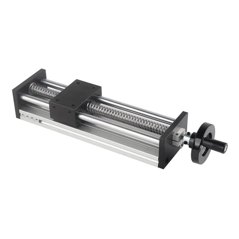 Beefy 200mm Linear Guide Rails for 2 Axis Manual Sliding Table for 3D Printers and CNC Machines with Ball Bearing Linear Motion System and Hand Crank Locking, aluminum rail