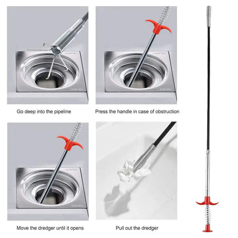 Flexible 24 Inch Four Claw Plumbing Grabber Tool Reach Reacher For Sinks Drains Toilet And Tight Spaces, Bendable Hose Pickup Tool For Litter And Small Items, Home Repair