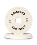 Fractional Weight Plates Set for Incremental Gains on Standard 2 Inch Olympic Bars, 10 Lb Pair, Smooth Fit, Snug Grip, white plates.