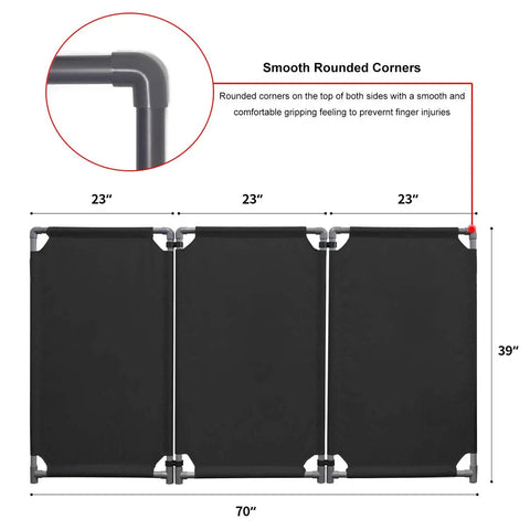 3 Panel Foldable Safety Barricade 5.8 Feet Tall High Visibility PVC Frame Beefy Heavy Duty Crowd Control Barrier Gate with smooth corners