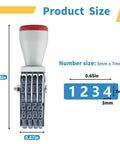Durable 4 Digit Number Roller Stamp measures 3.6in, features four dials for numbers 0-9, ideal for busy offices and retail shops.