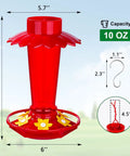 Red Hummingbird Feeder For Outdoors Hanging 2 Pack 10 Oz With 6 Feeding Ports And Perch No Mess Built In Ant Moat Garden Decor Gift