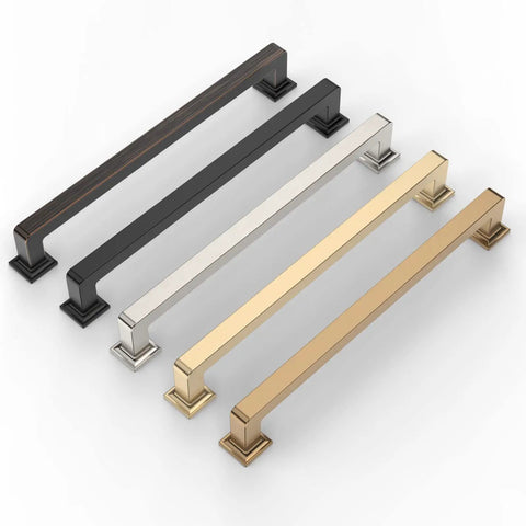 Ten Pack 7.5 Inch Brushed Brass Cabinet Pulls Gold Tone Handles For Multiple Cabinets With Two Screw Sizes, Individually Wrapped