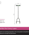 Manual Lawn Coring Aerator With Long Handle, Powder Coated Steel Construction, 37-inch Height, Cushioned Handles, No Fuss Garden Tool