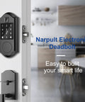 Smart Lock With Keypad And Fingerprint 5 In 1 Access Control For Home Security, Quick Install, Durable black finish on door