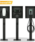 All Weather EV Charger Pedestal With Roof And Side Protection Built To Last Indoor Outdoor Charging Stand shown in three variants