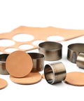 Round Leather Cutting Circle Cutter Tool Set with high carbon steel blades for belt hole sizing and leather accessories.