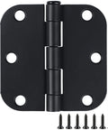 Six Pack Three Inch Matte Black Interior Door Hinges With Rounded Edges Five Eighth Inch Radius, Heavy Duty Iron Hardware