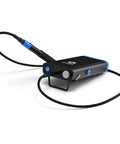 FixHub Portable Soldering Station with Quick Heat Up and Two Smart Ports for on the Go Field and Workshop Fixes, black body with blue accents