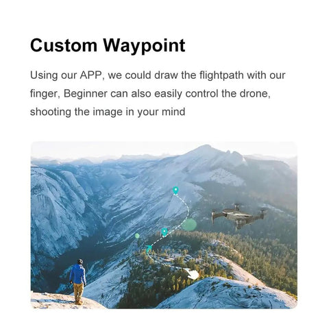 4K UHD Quadcopter Drone With 30 Minute Flight, 2km Range, And 2 Axis Gimbal Camera hovering over a mountainous landscape