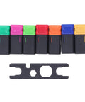 Rivet Nut Gun Kit For M3 To M12 Sizes, colored sockets with wrench for efficient riveting, automotive and DIY use.