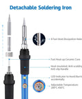 60W Adjustable Temperature Soldering Iron Kit With Quick Heat Ceramic Technology, detachable iron parts labeled