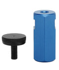 Precision Stair Gauge Knob And Framing Square Jig With Dead On Angle Cutting Guide For Pro Carpenter Marking Built Tough Aluminum Alloy Rust Proof Design, blue and black components.