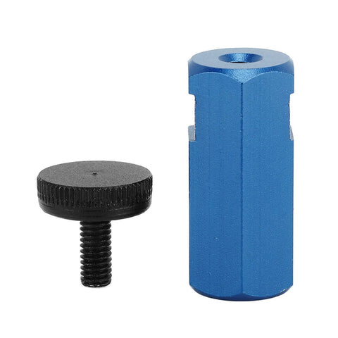 Precision Stair Gauge Knob And Framing Square Jig With Dead On Angle Cutting Guide For Pro Carpenter Marking Built Tough Aluminum Alloy Rust Proof Design, blue and black components.