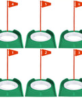 1 To 3 Hole Golf Putting Practice Cups with Plastic Flags Set arranged for indoor outdoor training, suitable for office or yard.