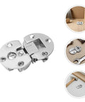 Concealed Cabinet Door Hinges 4-Pack, Zinc Alloy Flush-Mounted Drop-Down Hinges With 90 Degree Flip, shown with assembly tools.