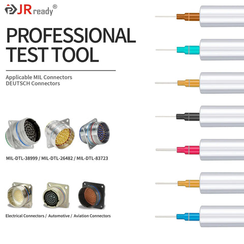 HT250-5 Connector Inspection Tool Kit With Socket And Pin Tips Pro Grade At Home Electrical Tester For Automotive Connectors Terminals And Retention Tests Includes 3 Pairs Of Sockets And Pins; professional test tool with MIL connectors