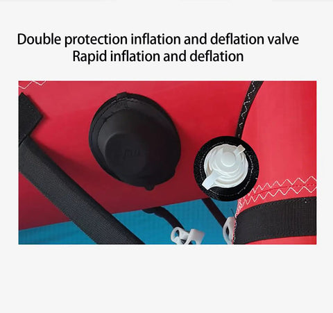 Inflation valve on Inflatable Foil Wing Surfing Kite With Handheld Control And Hydrofoil Wing Surfboard Setup Heavy-Duty 150D