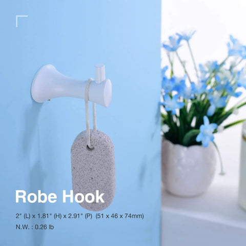 Heavy Duty 4 Piece Bathroom Hardware Set Wall Mounted White Stainless Steel Robe Hook with blue wall and flowers