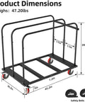 Heavy Duty Folding Table Cart With 1800 LB Capacity And 10 Table Load on 5 inch PU swivel wheels with product dimensions.
