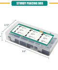 30 Piece Fuel Line Quick Connector Set For SAE 5/16 Inch Hoses in clear storage box with dimensions labeled