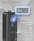 LED HD display of Portable 10 Meter Cable EV Charger With SAE J1772 Type 1 Plug, 16A 3.6KW Level 2 EVSE, IP54 Rated, Schuko Power Plug