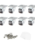 Half Inch Mini Swivel Caster Wheels With Steel Top Plate Self Adhesive Nylon Rolling Casters For Furniture And Small Appliances Low Profile 55 Lb Load Capacity Ideal For Storage Boxes Bins Toy Carts 8 Pack displayed with screws and adhesive pads