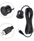 Close-up view of Two Pack Waterproof Ultrasonic Distance Sensor Module with 40kHz transducer and USB connector, black, for robotics.