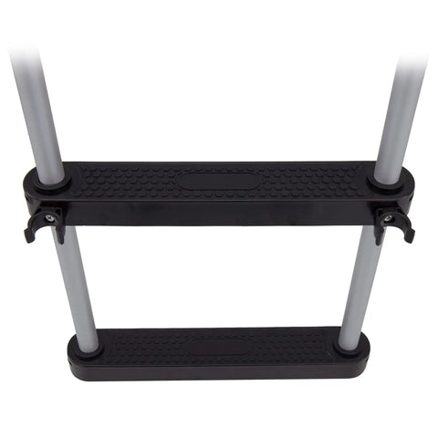 Pontoon Boat 4 Step Folding Boarding Ladder AL B4 Anodized Aluminum With Flush Mount Design For Quick Easy Safe Boarding And Slim Compact Storage For Easy Stowage On Deck Or In Dock., black aluminum deck step with mounting clips