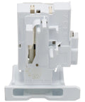 Washer Lid Lock Door Latch Switch Replacement Part Replaces 4245274 PS11703540 AP5962162, front view, white plastic unit