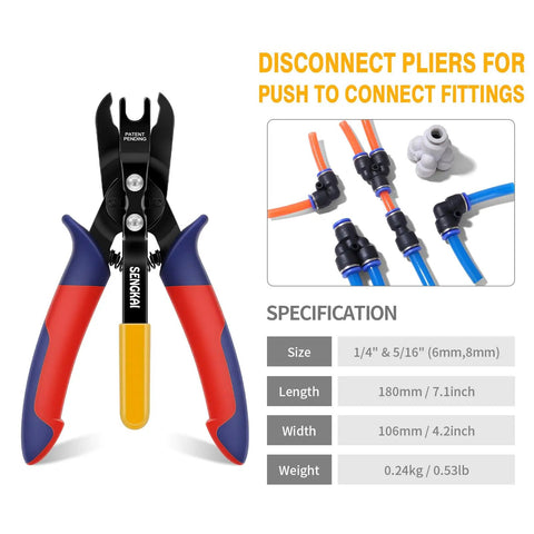Must Have Air Line Removal Tool For Quarter Inch And Five Sixteenths Inch Push To Connect Fittings, Quick Release Pliers