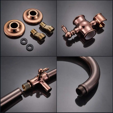 UMJIGF 8 Inch Rose Gold Shower System with Cold and Hot Water Shower Combo Set multifunction plumbing components