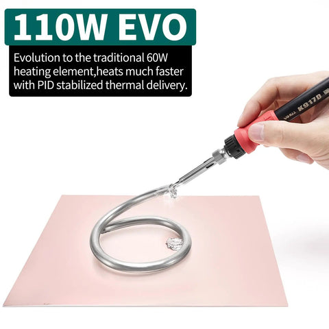 Pro Grade 110W Digital Soldering Station Kit With LCD Display And Sleep Mode, Four Memory Channels, Digital Calibration, Helping Hands, Magnifier, Solder Wire, And Three Replacement Tips