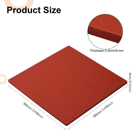 Red 15x15 Inch Silicone Heat Press Pad 0.3 Inch Thick For Heat Transfer Machine Durable Replacement Pad with thickness measurement