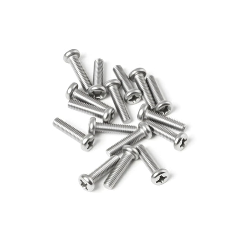 Heavy Duty M5 X 20Mm Pan Head Machine Screws 30 Pc Set 304 Stainless Steel Phillips Cross Drive, multiple screws in view.