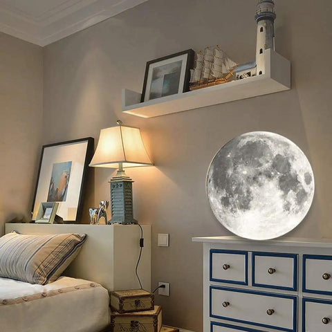 3D Moon Lamp LED Moon Light With Remote Control 12 Moon Phases 10 Inch Night Light Wall Light in bedroom setting