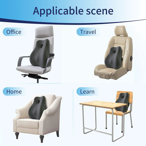 Ergonomic Lumbar Support Pillow With Dense Memory Foam Back Rest For Office Chair, Car Seat, Couch and Desk Chair Use