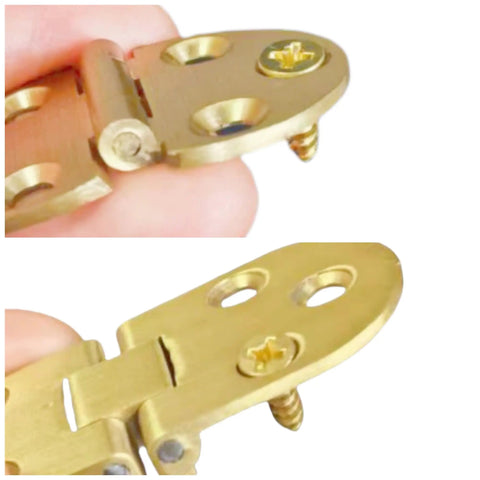 Heavy Duty Solid Brass Hinges Concealed Flip Design For Tables Doors Rust Proof Furniture Hardware With Mounting Screws close-up view.