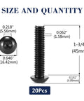 Heavy Duty Button Head Socket Cap Bolts 3/8-16 X 1-3/4 Inch 304 Stainless Steel 18-8 with dimensions and 20 piece kit detail.